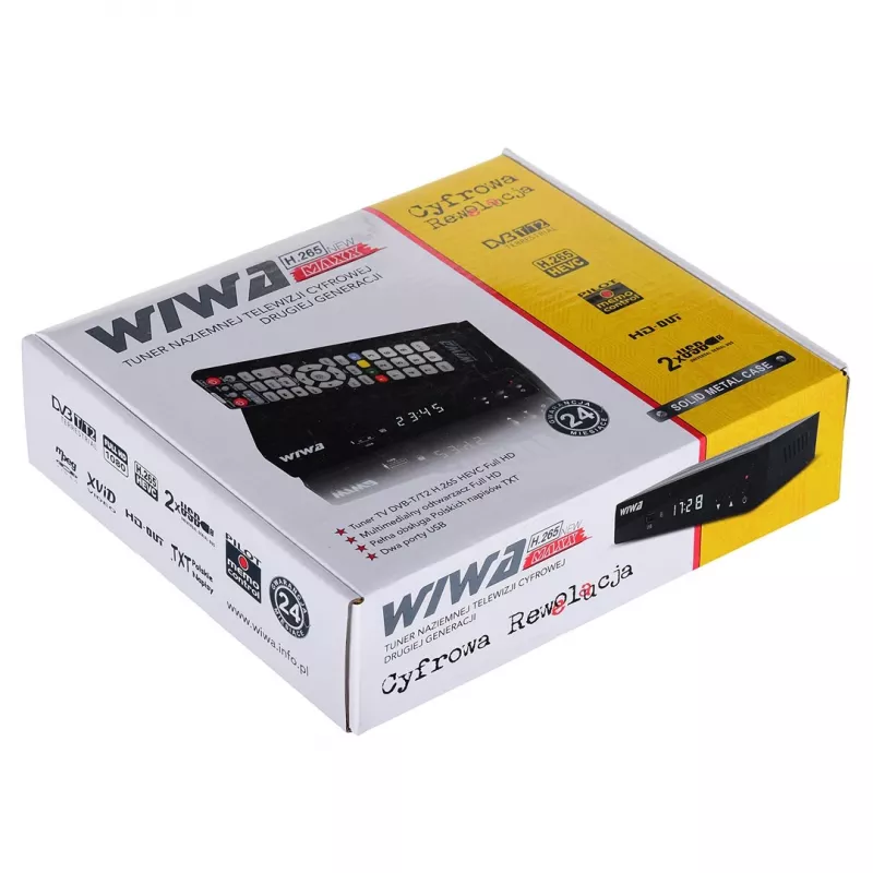 TV tuner WIWA H.265 LITE — DVB-T/DVB-T2 tuner s podporou H.265, Full HD, HDMI, USB, SCART