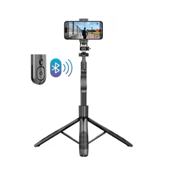 Statívový selfie stick Crong CRGSGU1BLK hliníkový Bluetooth s vyklápacími nožičkami a držiakom na telefón