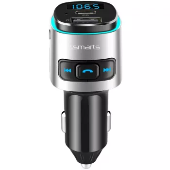 FM vysielač 4smarts 456201 zapaľovač čierna strieborná AM FM Bluetooth