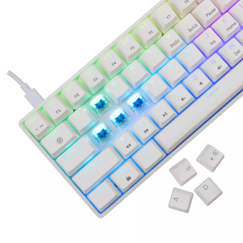 Káblová mechanická klávesnica White Shark Shinobi-2 (GK-004221) — modré spínače, biela, US-layout