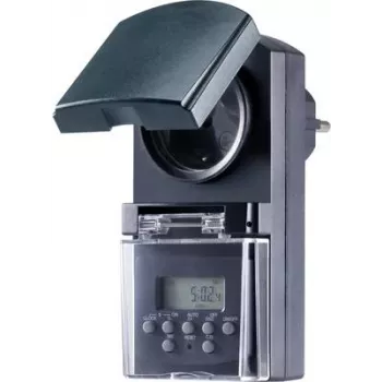 Basetech BT-2106308 zásuvkové digitálne časové relé týždenný program 1800 W IP44 funkcia odpočítavania, funkcia náhodného zapnutia