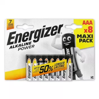 Alkalické batérie AAA Energizer E92 — 8-blisterové balenie