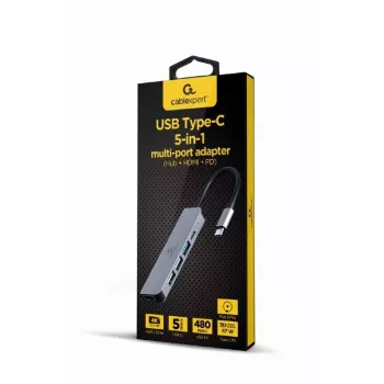 Gembird A-CM-COMBO5-03 USB Type-C 5-in-1 multi-port adaptér (hub + HDMI + PD)