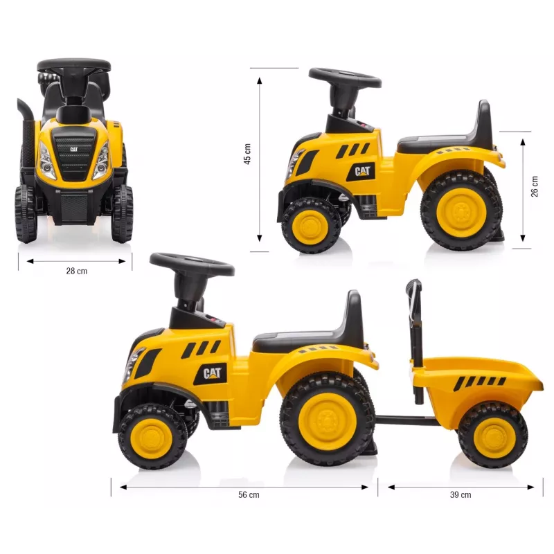 CAT Vozidlo traktor s prívesom žlté na sedenie