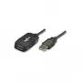 Manhattan USB-A na USB-A predlžovací kábel, 10 m, konektor samec na konektor samica, aktívny, 480 Mbit/s (USB 2.0), kaskádovateľný, integrovaný repeater, Hi-Speed USB, čierny, trojročná záruka, zodpovedá USB2AAEXT10M.