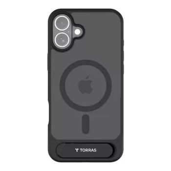 Ochranné puzdro Torras Pstand Series pre iPhone 16 Plus – čierne, tenký profil, integrovaný stojan