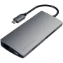 Satechi hliníkový adaptér V2 USB-C (USB-C, 3x USB-A, 4K HDMI, čítačka kariet micro/SD, Ethernet) (Starlight Grey)