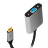 USB Type-C na VGA (D-Sub) video adaptérový kábel LOGILINK CUA0104 0,15 m, sivý/čierny