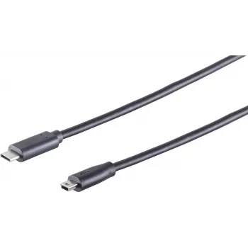 USB kábel S/CONN 77144-3.0 USB 2.0 2 m USB C Mini-USB A čierny