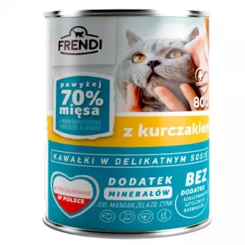 Mokré krmivo pre mačky Frendi kúsky v kurací omáčke 800 g