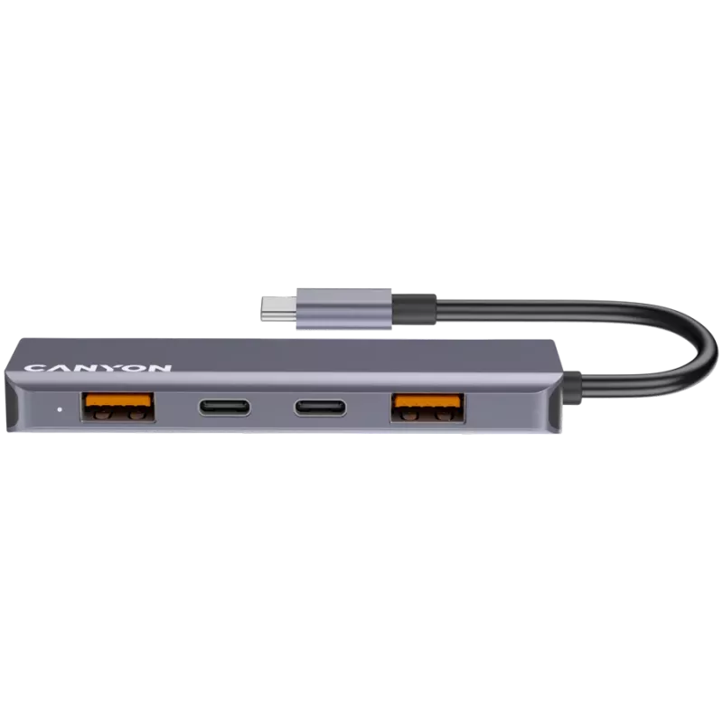 Canyon DS-18 - USB-C hub - 5 portov - 1x USB-C 5V DC nabíjanie - 2x USB-C - 10 Gbit/s - 2x USB 3.2