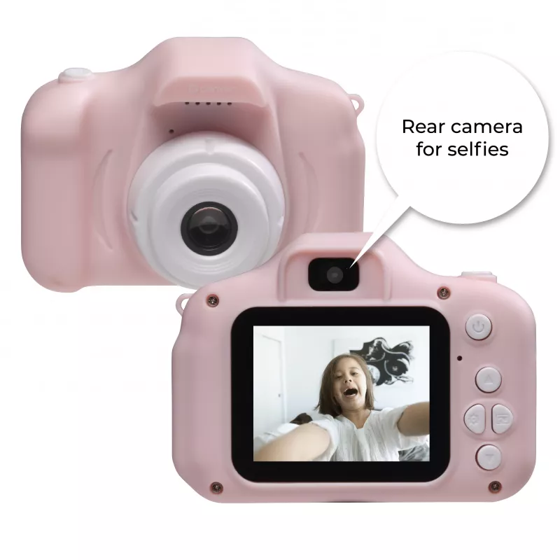 Detský digitálny fotoaparát DENVER KCA-1340RO — kompaktný 85 g, ružový