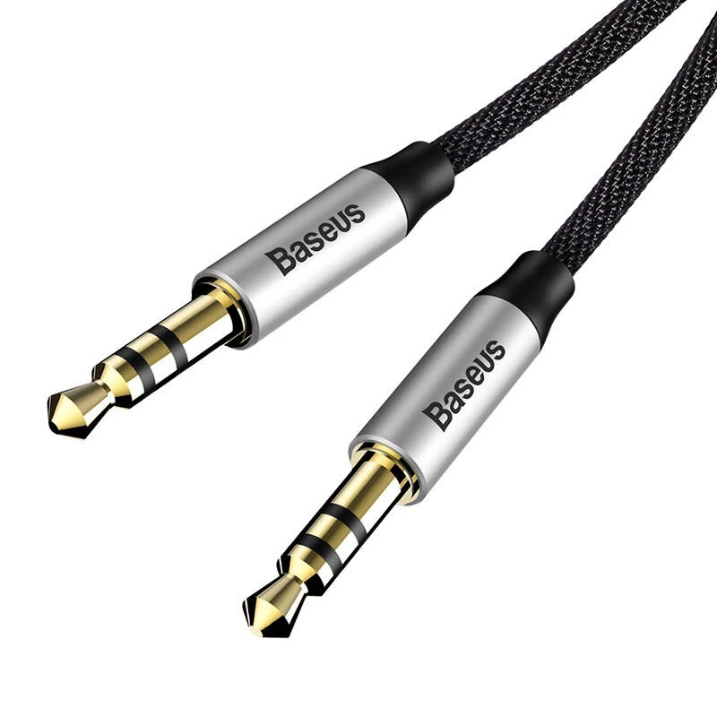 Baseus Yiven audio kábel 3,5-mm jack konektor M30 1,5 m strieborný + čierny
