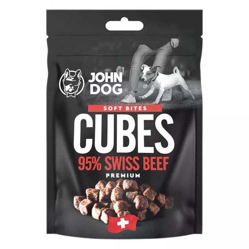 JOHN DOG Soft Bites Cubes Beef 95% maškrta pre psov 120 g