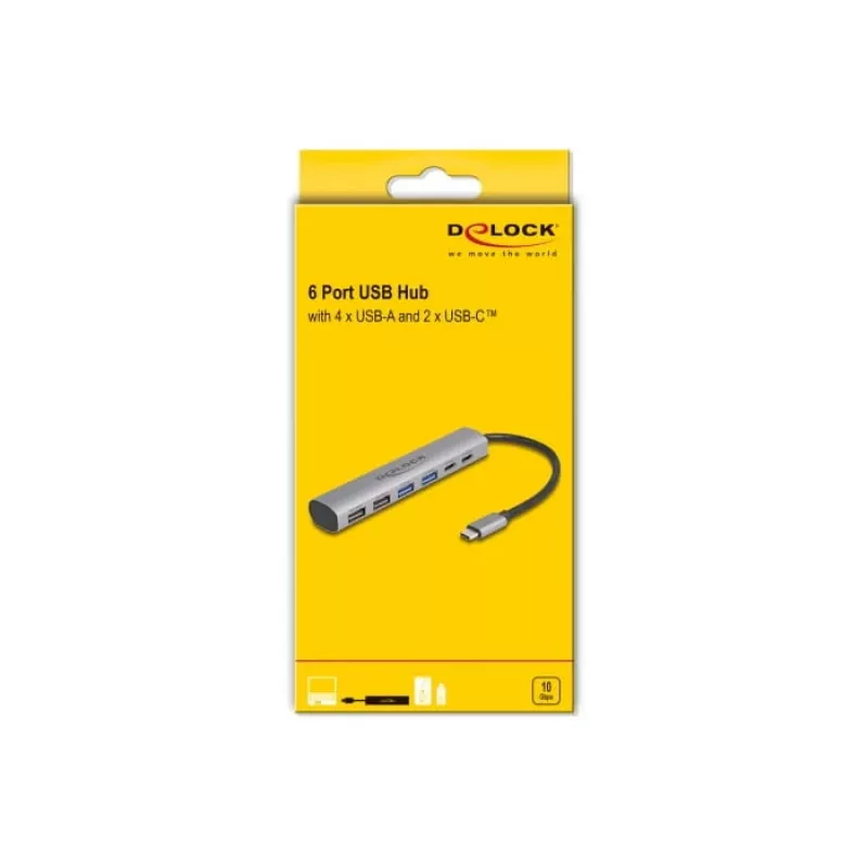 DeLOCK 64232 dokovacia stanica pre notebook s káblom USB 3.2 Gen 1 Type-A Type-C sivá
