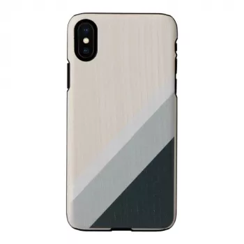 Puzdro na smartphone man and wood pre iPhone X/XS — sivý oblek, čierna