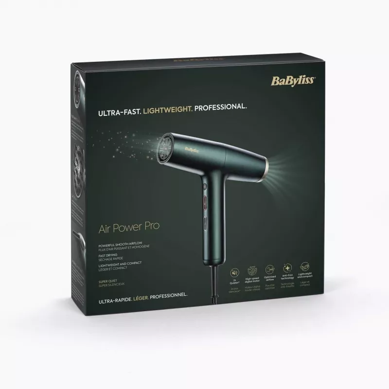 BaByliss Air Power Pro fén na vlasy 1700 W zlatá, zelená