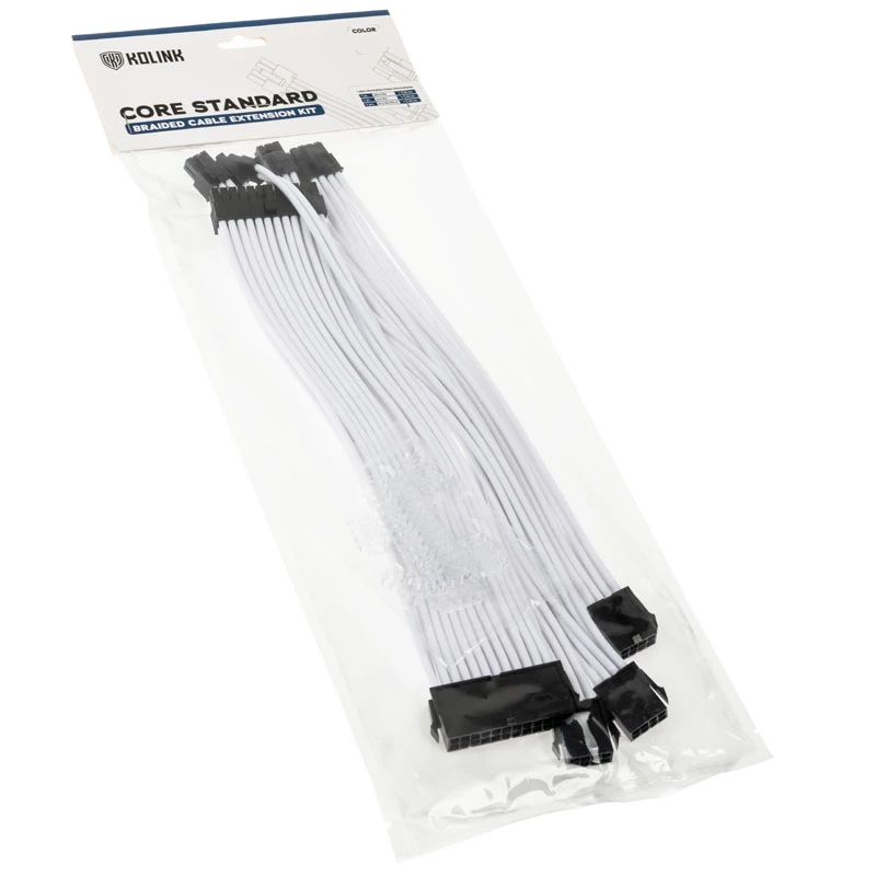 Kolink Core Standard Braided sada predlžovacích káblov - Brilliant White