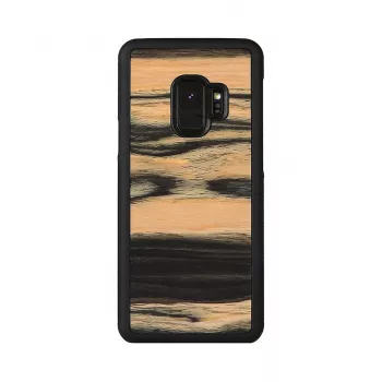Puzdro na smartfón z dreva pre Samsung Galaxy S9, biele ebenové drevo/čierny finiš