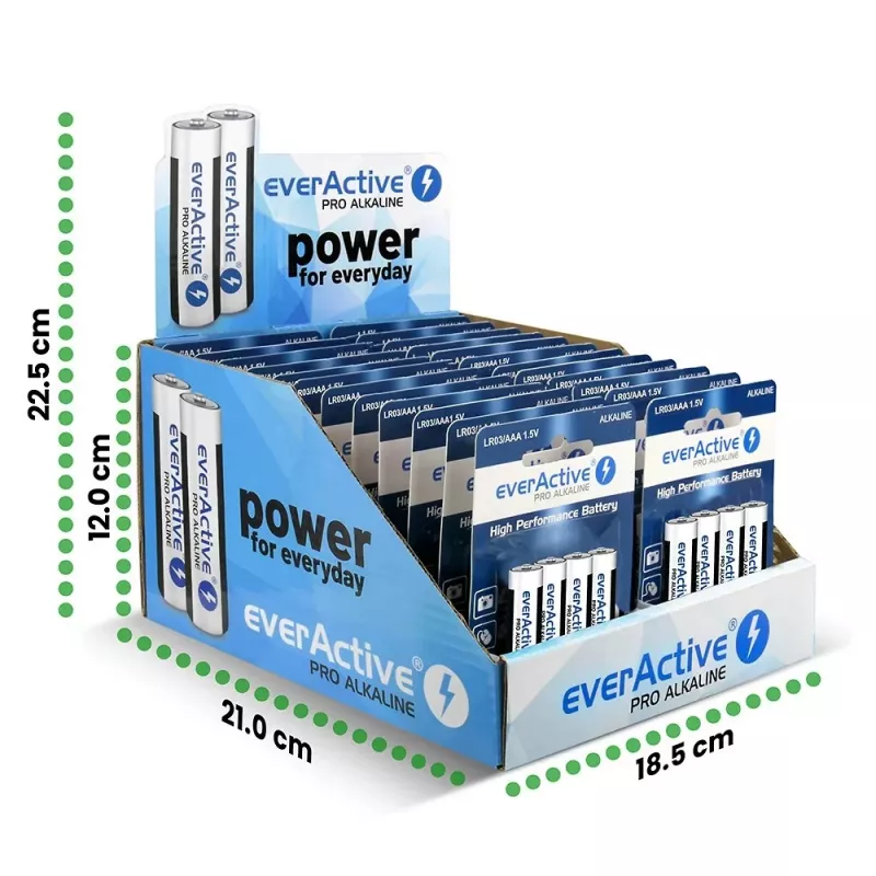 Alkalické batérie everActive AAA LR034BLPADIS – balenie 96 ks