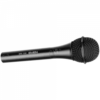 Mikrofón SVEN MK-100 (káblový, dynamický, kov, kábel 4,0 m, 6,3/3,5 mm konektor samec, kardioida, čierny)