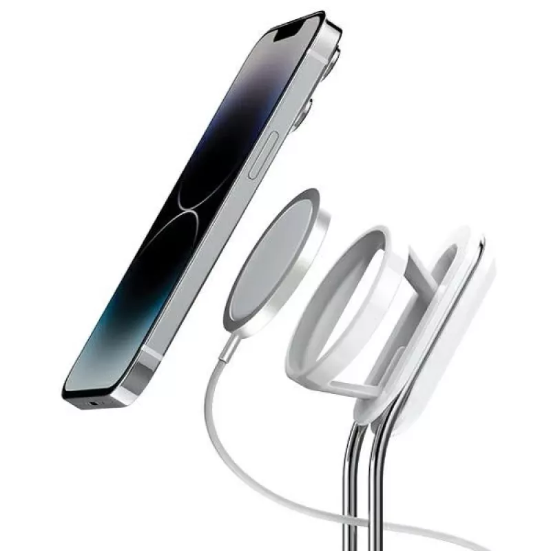 Stojan na telefón SODI SIM-300 strieborný MagSafe – stolový držiak pre iPhone kompatibilný s MagSafe