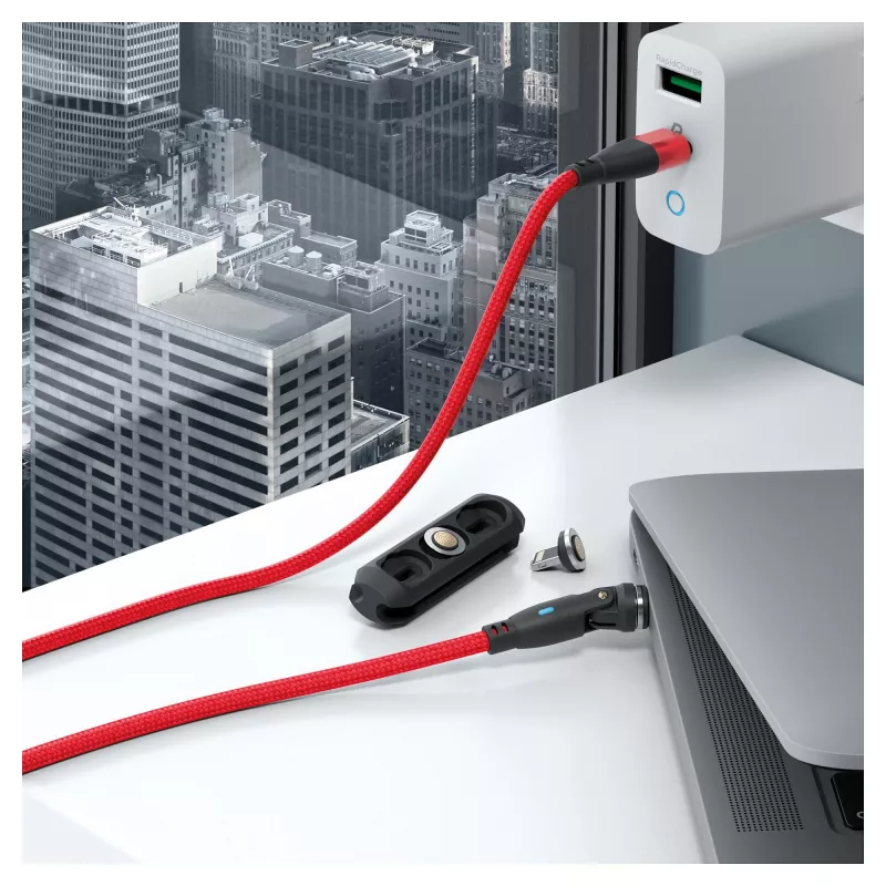 USB kábel RealPower MagneticCharge 100 1 m USB-C červený rýchle nabíjanie