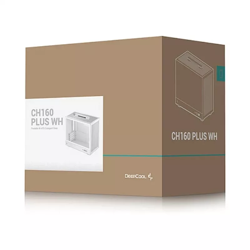 Počítačová skriňa DeepCool CH160 PLUS WH Small Form Factor biela, microATX, tvrdené sklo, USB-C
