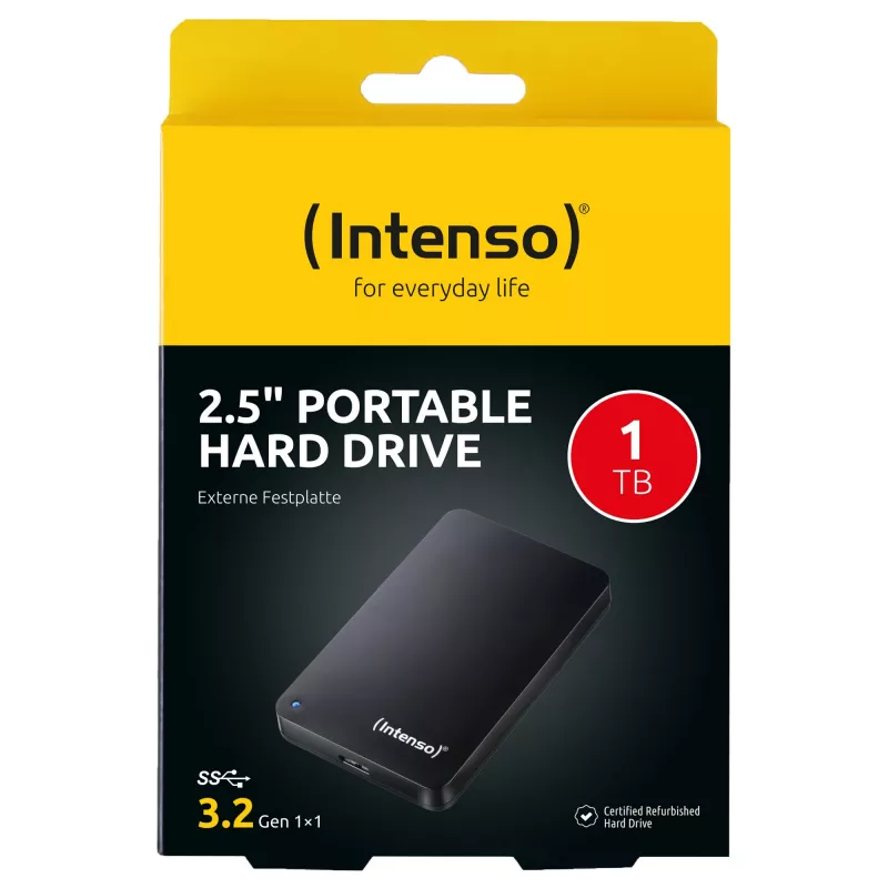 Prenosný pevný disk 1 TB refurbished, externý pevný disk (čierny)