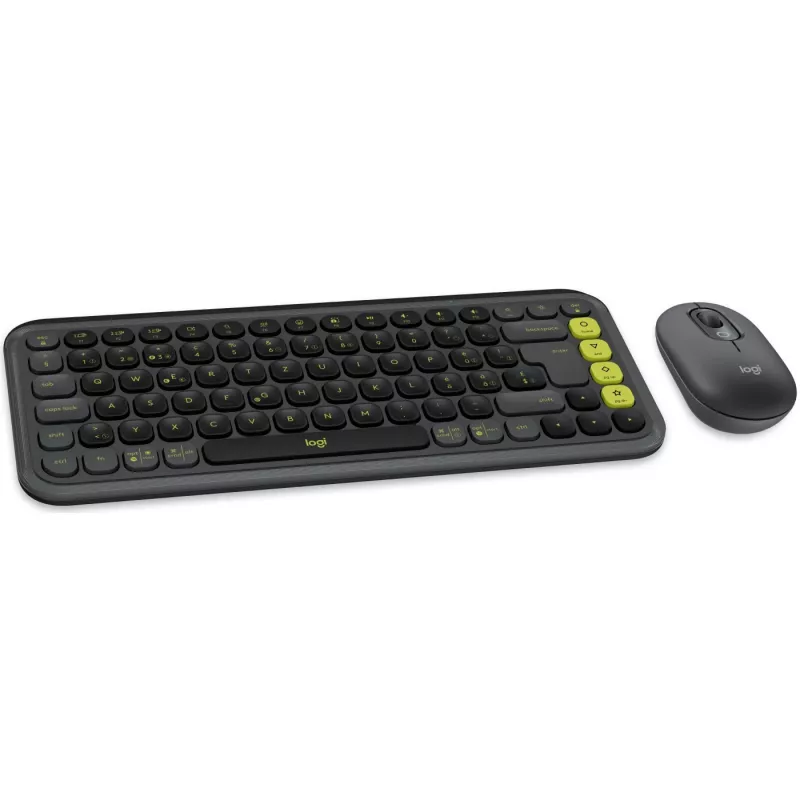 Logitech POP ICON COMBO Swiss, grafitová/zelená, Bluetooth, Swiss, 920-013275