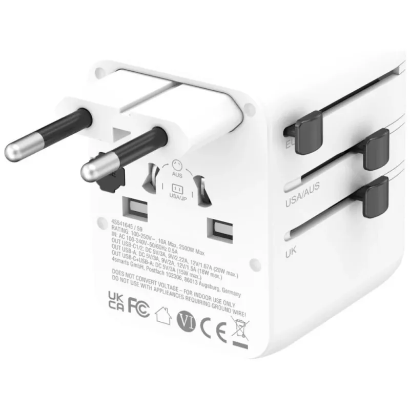 Cestovný adaptér 20W GaN Nomad 2xUSB-C + 1xA
