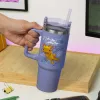 Paladone Minecraft fialový izolovaný pohár so slamkou, 900 ml