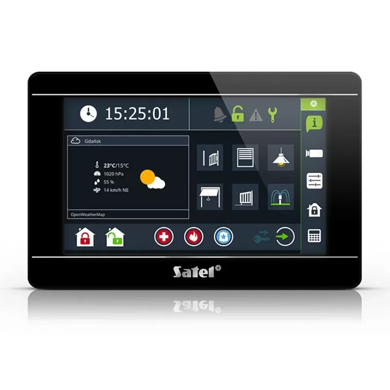 Dotykový ovládací panel SATEL INT-TSI-B 7-palcový LCD nástenný panel pre bezpečnostné systémy