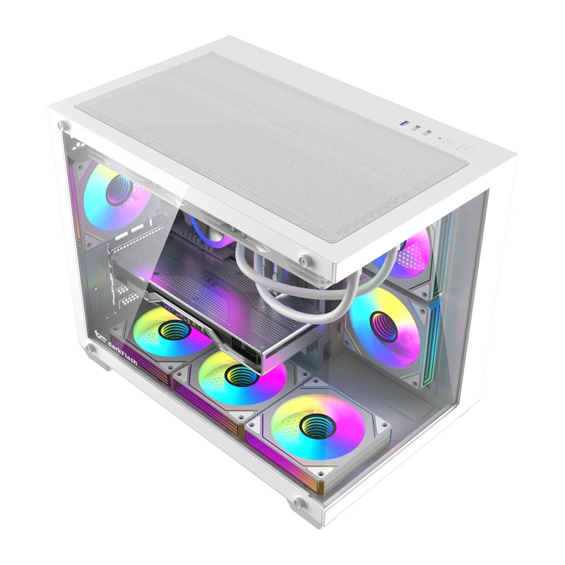 Počítačová skriňa DarkFlash B275 PRO (biela) so 6 ventilátormi