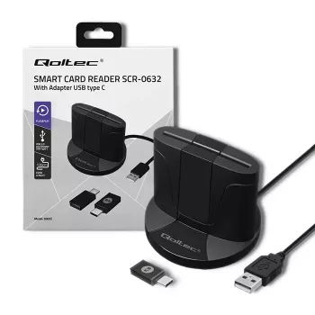Čítačka smart kariet Qoltec 50632 USB 2.0 čierna 1 m kábel