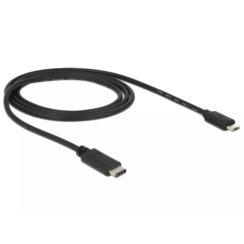DeLOCK - USB kábel - 5-kolíkový Micro-USB Type-B (samec) - 24-kolíkový USB Type-C (samec) - 1,0 m (USB 3.1) - čierny (83602)