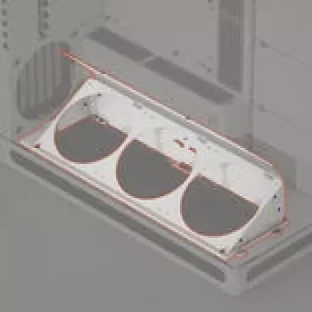 Zahnutý spodný držiak ventilátorov HAVN HS 420 biely — montážny držiak ventilátorov skrine pre spodnú inštaláciu do skrine