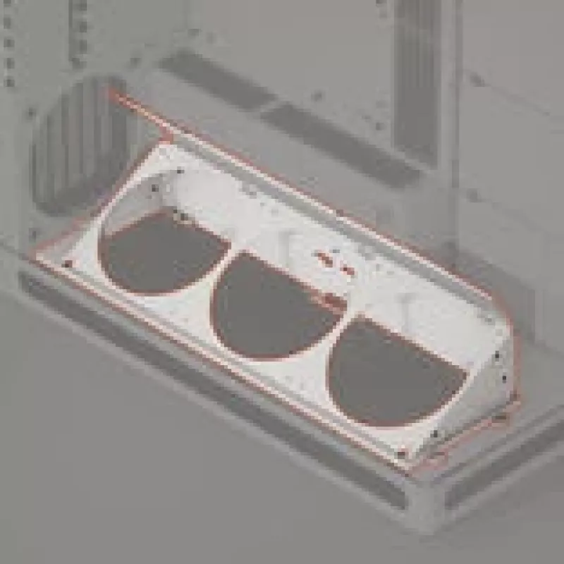 Zahnutý spodný držiak ventilátorov HAVN HS 420 biely — montážny držiak ventilátorov skrine pre spodnú inštaláciu do skrine