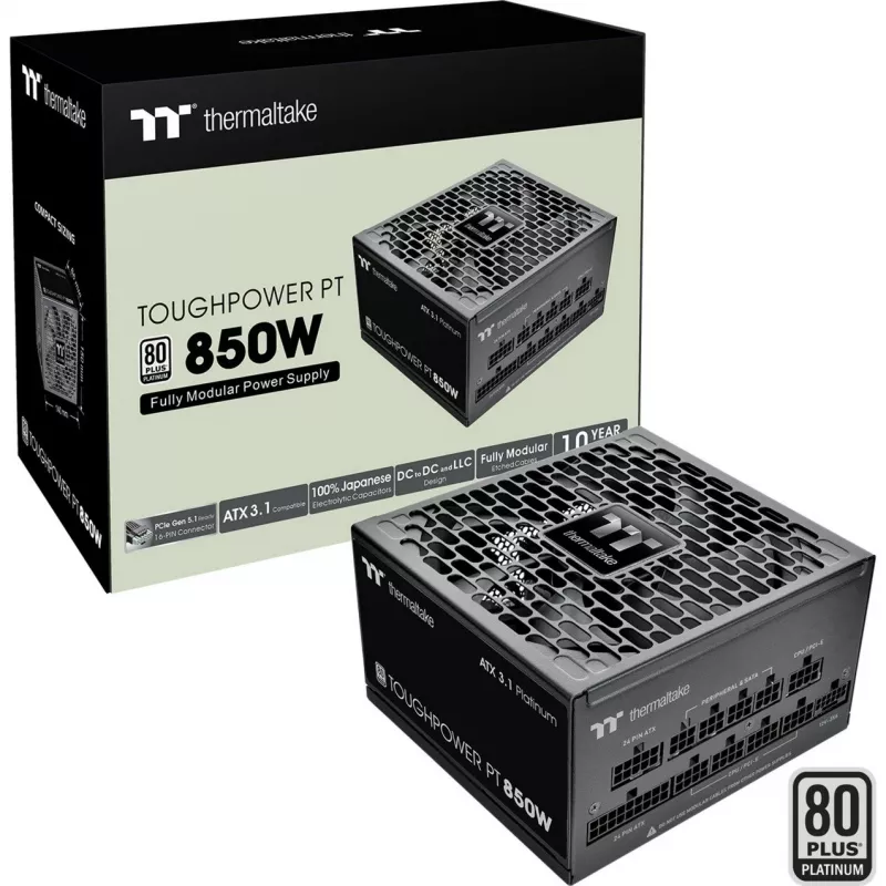 Napájací zdroj Thermaltake Toughpower PT 850W 80 Plus Gold, model PS-TPP-0850FNFAPE-1