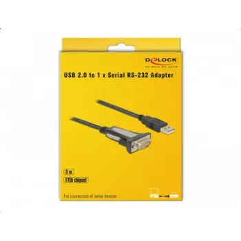 DELOCK adaptér USB 2.0 Type-A na 1 x sériový RS-232 DB9 3 m