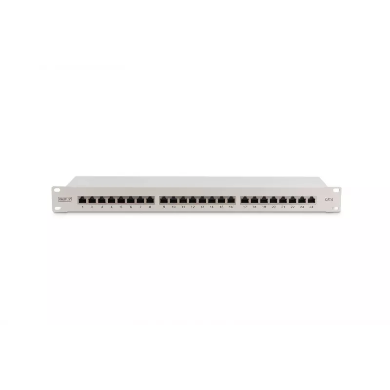 DIGITUS DN-91624S 24-portový tienený patch panel Cat6, 1U 19 palcov, sivý