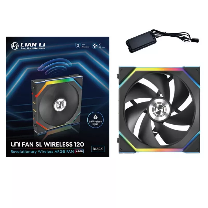 Lian Li UNI FAN SL Wireless 120 G99.12SL1W1B.00 ventilátor do skrine, ARGB, PWM, 120 mm, čierny