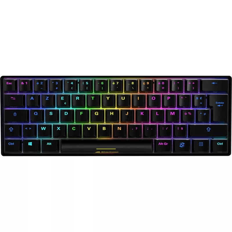 Sharkoon SGK50 S4 klávesnica herná USB AZERTY francúzska čierna 60% RGB LED
