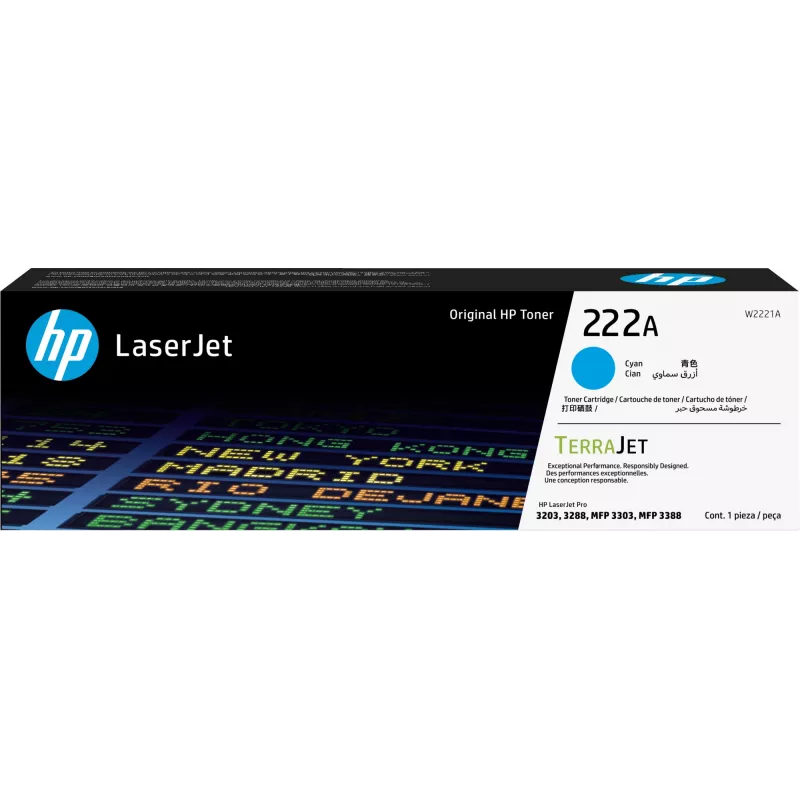 HP 222A - azúrová - originálna - LaserJet - tonerová kazeta (W2221A) - pre Color LaserJet Pro MFP 3302fdn