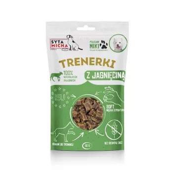 Tréningové maškrty pre psov SYTA MICHA Trainers s jahňacinou 80 g — hypoalergénne, bez obilnín a lepku, bielkoviny 47,8 %, tuk 29,7 %