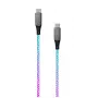 USB-C na USB-C nabíjací kábel FIXED FIXDLED-CC-RA s podporou PD a pevnou dĺžkou, integrovaná dúhová LED
