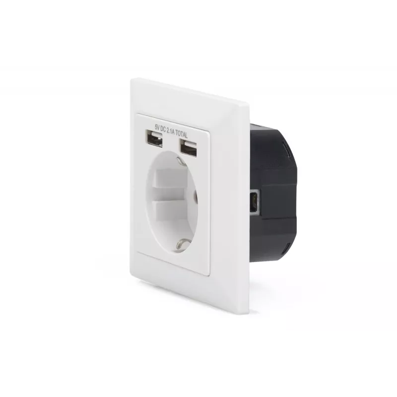 Bezpečnostná zásuvka na zapustenú montáž Digitus DA-70613 s 2 USB portmi