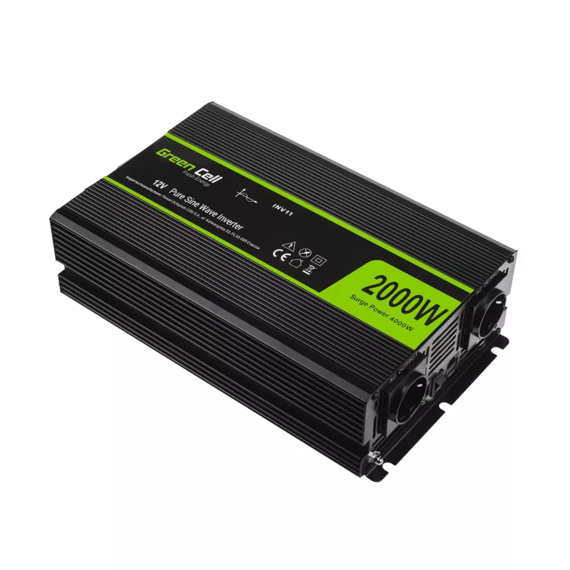 Green Cell INV11 menič napätia do auta 2000 W čierny