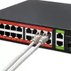 Sieťový switch QOLTEC 52292 — Gigabit Ethernet PoE, 16x RJ45, 2x RJ45 uplink, 2x SFP