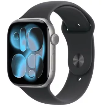 Watch Series 11 GPS+Cellular 46mm vesmírne sivá hliníkové puzdro s čiernym športovým remienkom - M/L